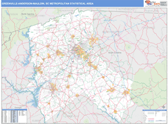 Greenville-Anderson-Mauldin Metro Area Digital Map Basic Style